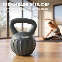 SPORTNOW Kettlebell 14 kg, Haltère avec Poignée Antidérapante, Haltère à Boule, Musculation, Entraînement, pour Gym, Gris(m-4)