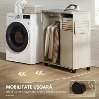 HOMCOM, Dulap cu Masă, 3 rafturi cubice și suport, din Material Textil cu Aspect de In,127x42.5x99 cm, Multicolor(m-7)