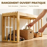 HOMCOM Banc à Chaussures en Bambou, Banc d'Entrée Sans Dossier, Assise en Bois Ajourée, 90 x 33 x 43 cm, Bois Naturel(m-6)
