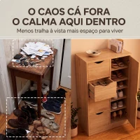 HOMCOM Armário de Sala de Estar Aparador Auxiliar com 4 Gavetas 1 Armário e Prateleira Inferior Móvel de Armazenamento Múltiuso para Dormitórios Sala de Jantar 54x29x83cm Carvalho(m-12)