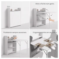 HOMCOM Mesa Dobrável de Jantar Mesa de Cozinha com Folha Abatível 4 Compartimentos Até 3 Pessoas 78,5x91x93 cm Branco(m-7)