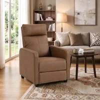 HOMCOM Manueller Relaxsessel bis 155° verstellbar, PU-Bezug, Fußstütze, hohe dicke Rückenlehne und breiter Sitz, Dunkelbraun(m-5)