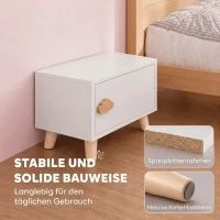 AIYAPLAY Kinder-Nachttisch aus Holz mit Staufach, Beistelltisch für Schlaf- und Wohnzimmer, Weiß(m-7)