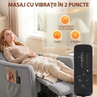 HOMCOM Fotoliu Masaj Reclinabil Manual 160° Chenille cu Suport pentru Picioare, Telecomandă și Buzunare, Gri Deschis(m-4)