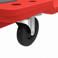 HOMCOM Low Profile Rolling Shop Creeper, Padded Headrest, Dual Tool Trays, 6 Swivel Casters, 150 kg, Red(m-11)