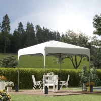 Outsunny Tenda Dobrável 2,5x2,5x2,68cm Tenda de Jardim com Proteção UV 50+ Altura Ajustável com 4 Bolsas de Areia e Bolsa de Transporte para Acampamento Festas Pátio Branco(m-12)