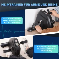 HOMCOM Mini Heimtrainer Arm-und Beintrainer Pedaltrainer für Senioren mit LCD-Display verstellbarer Widerstand Fitnessbike Hometrainer für Zuhause Heim Büro 35 x 40 x 31 cm Schwarz(m-4)