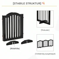PawHut Barieră Pliabilă pentru Câini din Lemn, 3 Secțiuni, 154,5x29,5x61 cm, Negru(m-7)