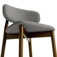 HOMCOM Bar Stools Curved Open Back Padded Seat Footrest Set of 2 for Kitchen Grey(m-12)