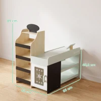 AIYAPLAY Marchande Enfants en Bois, Caisse Enregistreuse, Aliments Factices, Tableau Noir et 44 Accessoires, pour 3 à 6 Ans(m-3)
