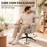 HOMCOM Cadeirão Relax com Apoio para os Pés, Apoio de Cabeça Ajustável, Giratório, Reclinável, Assento com Molas e Encosto Alto, Castanho(m-6)