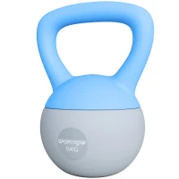 SPORTNOW Kettlebell 6 kg, Haltère avec Poignée Antidérapante pour Fitness, Musculation, Cardio, 19 x 19 x 28 cm, Bleu Clair(m-12)