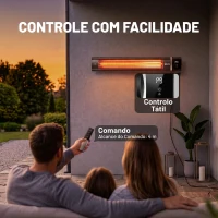 Outsunny Aquecedor Infravermelho Elétrico de Terraço 3000 W Mural IP65 9 Níveis Temporizador 24 h Preto(m-7)