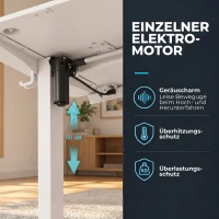 HOMCOM Elektrischer Stehschreibtisch höhenverstellbar mit LCD-Display, Kabeldurchführungen & Haken, Weiß(m-7)