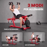 SPORTNOW Leg Extension e Curl 3 in 1, 300kg, Rosso Nero(m-4)