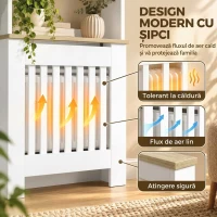 HOMCOM Mască pentru calorifer cu lamele și 3 polițe, acoperire modernă din MDF pentru living, 78x19x165 cm, alb(m-5)