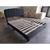 HOMCOM Polsterbett Doppel 160x200 cm mit verstellbarem, gepolstertem Kopfteil, Lattenrost, einfache Montage, Dunkelgrau(m-8)