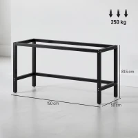 HOMCOM Cadru Picioare pentru Masă din Oțel, Structură Monobloc, Stil Industrial, Capacitate 250 kg, 150x50x81.5 cm, Negru(m-3)
