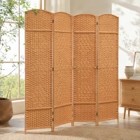 HOMCOM Paravent intérieur en bois 4 panneaux séparateur de pièce pliable pour salon chambre 180 x 180 cm brun clair(m-10)