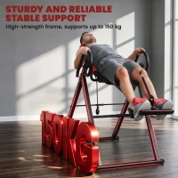 HOMCOM Gravity Inversion Table with Safety Belt Adjustable Hand Stand for Muscle Pain Relief, Red(m-7)