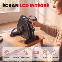 HOMCOM Mini vélo d'appartement pour jambes bras appareil de fitness avec écran LCD 35 x 40 x 31 cm noir(m-5)