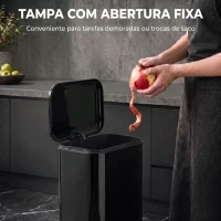 HOMCOM Caixote do Lixo para Cozinha 20 L em Aço Galvanizado com Tampa de Fecho Suave, Pedal, Balde Removível e Antiimpressões Digitais, Preto(m-6)