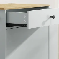 HOMCOM Rolling Kitchen Island with 3-Tier Spice Rack, Kitchen Storage Cart with Drawer and Towel Rack, Light Blue(m-11)