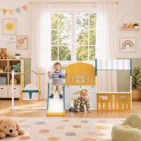 AIYAPLAY 11-in-1 glijbaan- en schommelset voor peuters met speelhuis, indoor speeltoestel voor 1-4 jaar, geel(m-8)