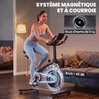 SPORTNOW Vélo d'Appartement Vélo Biking Connecté avec App Zwift et Kinomap Magnétique Silencieux Écran LCD 98 x 57 x 120 cm Noir(m-6)