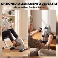 HOMCOM Mini Cyclette Portatile per Gambe e Braccia, Pedaliera per Riabilitazione con Display LCD, Argento(m-4)