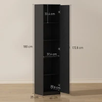 HOMCOM Armadio da Cucina Slim a 5 Ripiani con Spazio Interno Regolabile, in Legno, 40x35x180 cm, Nero(m-3)