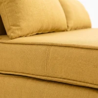 HOMCOM Sofá-Cama de 2 Lugares Dobrável Estofado em Linho com Encosto Ajustável em 5 Posições e 2 Almofadas Amarelo(m-12)