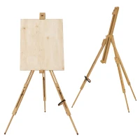 Vinsetto Staffelei, höhenverstellbar, klappbar, natürliches Buchenholz, für Leinwände bis 107H cm(m-12)