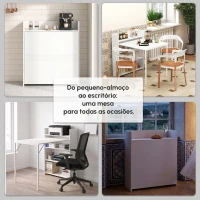 HOMCOM Mesa Dobrável de Jantar Mesa de Cozinha com Folha Abatível 4 Compartimentos Até 3 Pessoas 78,5x91x93 cm Branco(m-9)