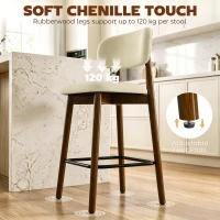 HOMCOM Bar Stools Curved Open Back Padded Seat Footrest Set of 2 for Kitchen Beige(m-7)