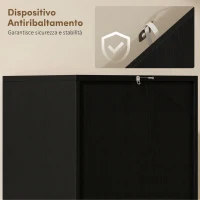 HOMCOM Armadio da Cucina Slim a 5 Ripiani con Spazio Interno Regolabile, in Legno, 40x35x180 cm, Nero(m-6)