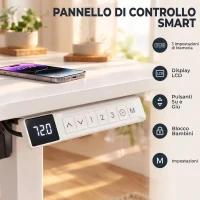HOMCOM Scrivania Elettrica Regolabile con Display LCD 120x60 cm Bianco(m-5)