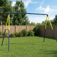 AIYAPLAY Structură pentru leagăn de grădină pentru copii cu vârsta între 3-8 ani, din oțel, 4 cârlige, 260x160x178 cm, albastru(m-7)