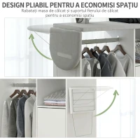 HOMCOM Dulap Masa Calcat – 3 Rafturi, Blat Burete & Ghidaj Rufe(m-5)