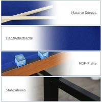HOMCOM Billardtisch Klappbar Mini Billiard Tisch mit 2 Queues 16 Bällen Kreide Dreieck, Zubehör 140 x 63 x 75 cm(m-6)