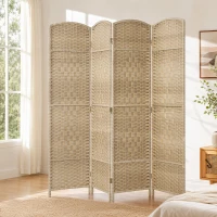 HOMCOM Paravent intérieur en bois 4 panneaux séparateur de pièce pliable pour salon chambre 180 x 180 cm chêne(m-8)