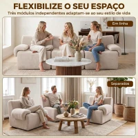 HOMCOM Sofá Modular de 3 Lugares 277 cm em Chenille sem Estrutura, Assento Grosso com Molas, Largo e Profundo, sem Montagem, Bege(m-4)