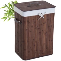 HOMCOM Cesto para la Ropa Sucia Plegable con Tapa Cubo para la Colada Rectangular con Asas 40x30x60 cm Marrón(m-1)