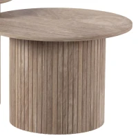 HOMCOM Lot de 2 Tables Basses Rondes en Bois, Table d'Appoint Moderne avec Base en Colonne Cannelée, Effet Bois Café Vieilli(m-13)