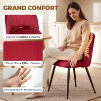 HOMCOM Lot de 2 Chaises de Salle à Manger, Chaises de Cuisine Rembourrées sans Accoudoirs, Pieds en Acier, 52x55x79cm, Bordeaux(m-6)