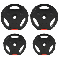 SPORTNOW Disques de Poids, Plaques de Poids 2 x 5 kg et 2 x 10 kg, à Trois Poignées avec Trous de Ø 25 mm, Noir