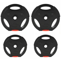 SPORTNOW Disques de Poids, Plaques de Poids 2 x 5 kg et 2 x 10 kg, à Trois Poignées avec Trous de Ø 25 mm, Noir(m-1)