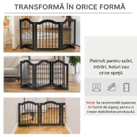 PawHut Barieră Pliabilă pentru Câini din Lemn, 3 Secțiuni, 154,5x29,5x61 cm, Negru(m-8)