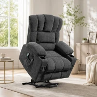 HOMCOM Fauteuil Relax Reclinable Électrique Releve-personne avec Massage et Chauffage Lombaire Assise à Ressorts Port USB de Chenille(m-2)
