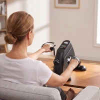 HOMCOM Mini Cyclette Portatile per l'Allenamento di Gambe per Braccia con Display LCD, 35 x 40 x 31 cm, Nero(m-9)